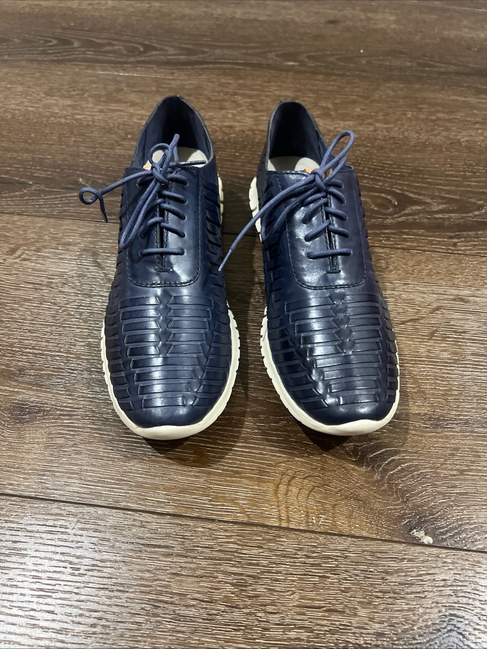 EUC zerogrand huarache oxfords cole haan Navy Leather Lace-Up Sneakers size 8 - Picture 8 of 8